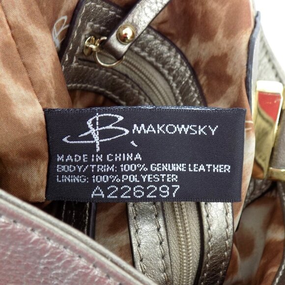 B. Makowsky Gold Metallic Trun-Lock Bucket Crossbody Bag - Picture 9 of 12